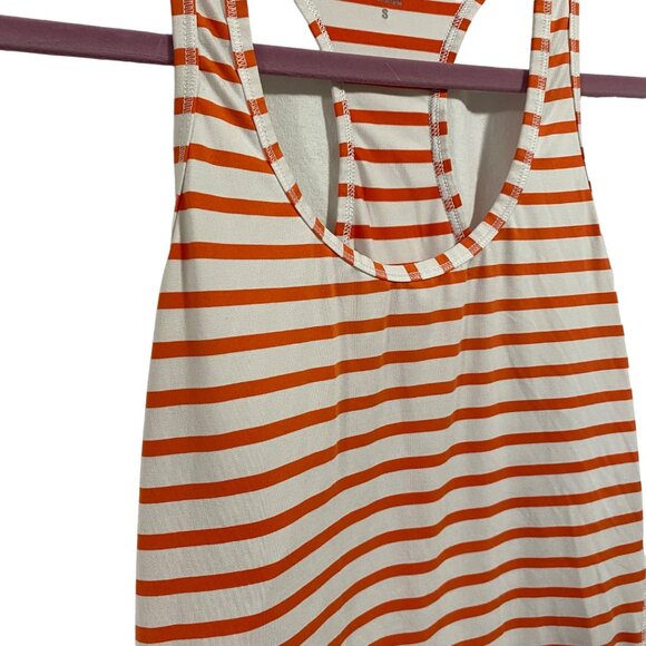 Athleta Chi Striped Racerback Orange/White Tank Top‎ Size S - Picture 2 of 8